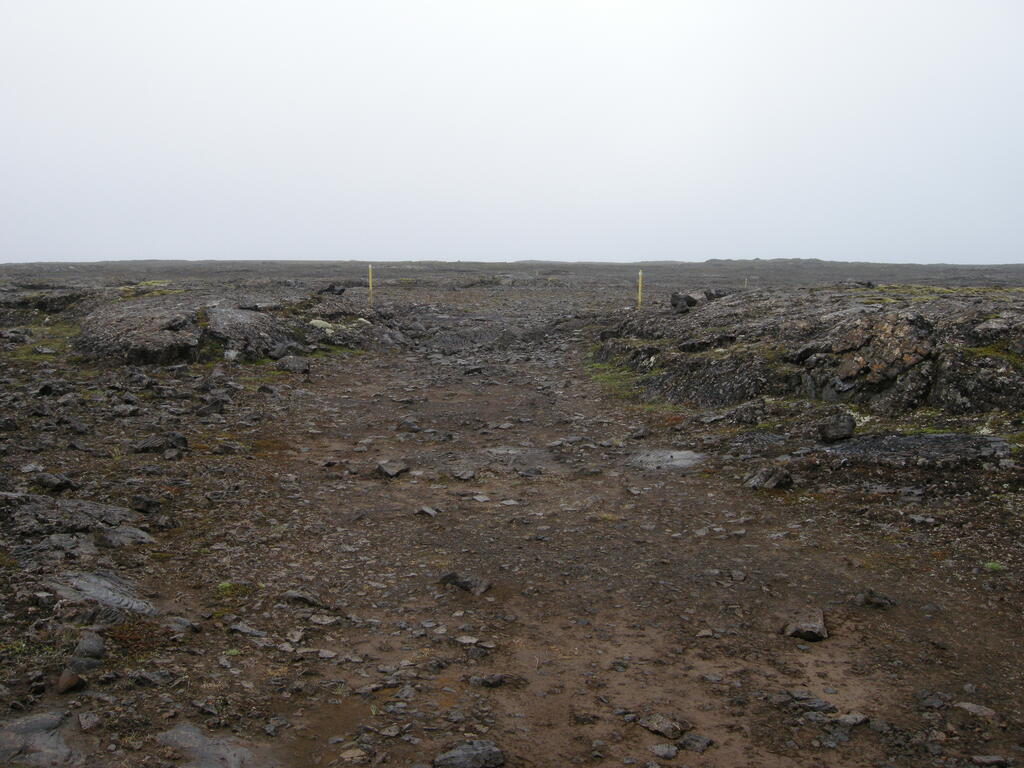 Die Piste am n&auml;chsten Morgen bei leichtem Nieselregen