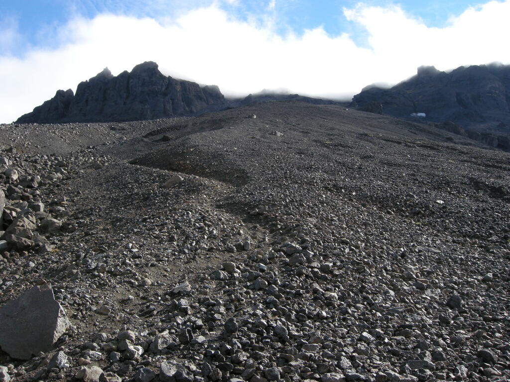 Aufstieg Her&eth;ubrei&eth;, Weg durch den Schotter